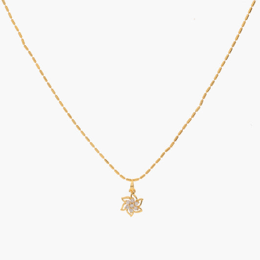 Anzu Demifine Lotus Flower Necklace | Dainty Zirconia Star Pendant