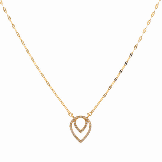 Anzu Double Teardrop Necklace | Dainty Demifine Zirconia Pendant