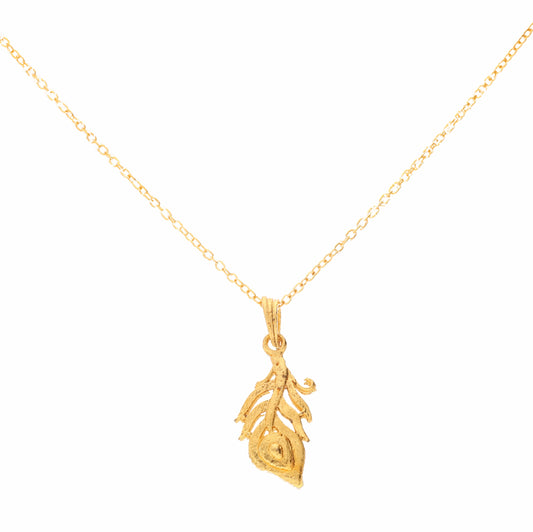 Anzu Peacock Feather Necklace | Demifine Gold Pendant