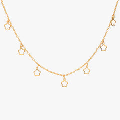 Anzu Dainty Flower Charm Necklace | Demifine Gold Station Design