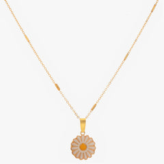 Anzu Enamel Daisy Necklace | White & Gold Demifine Pendant
