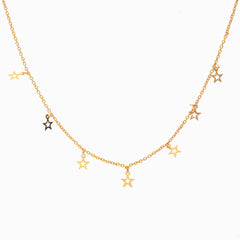 Anzu Dainty Star Charm Necklace | Demifine Gold Station Design