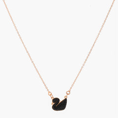 Anzu Black Swan Necklace | Rose Gold Demifine Zirconia Pendant