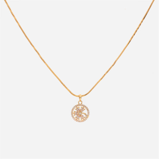 Anzu Floral Circle Necklace | Dainty Demifine Zirconia Pendant