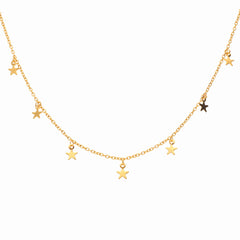 Anzu Dainty Star Charm Necklace | Demifine Gold Station Design