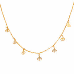 Anzu Dainty Filigree Charm Necklace | Demifine Gold Station Design
