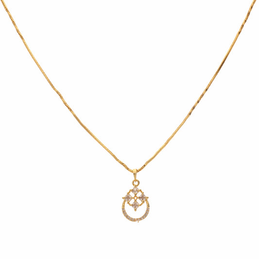 Anzu Crescent Flower Necklace | Dainty Demifine Zirconia Pendant