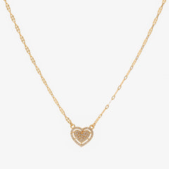 Anzu Pave Double Heart Necklace | Dainty Demifine Zirconia Pendant