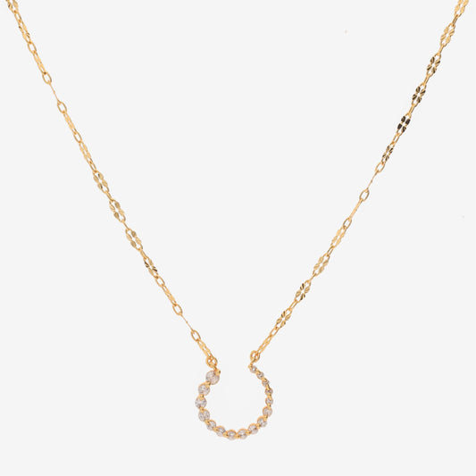 Anzu Pave Horseshoe Necklace | Demifine C-Shape Zirconia Pendant