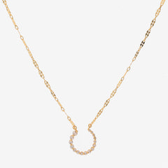 Anzu Pave Horseshoe Necklace | Demifine C-Shape Zirconia Pendant