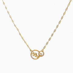 Anzu Interlocking Circles Necklace | Demifine Leaf & Zirconia Pendant