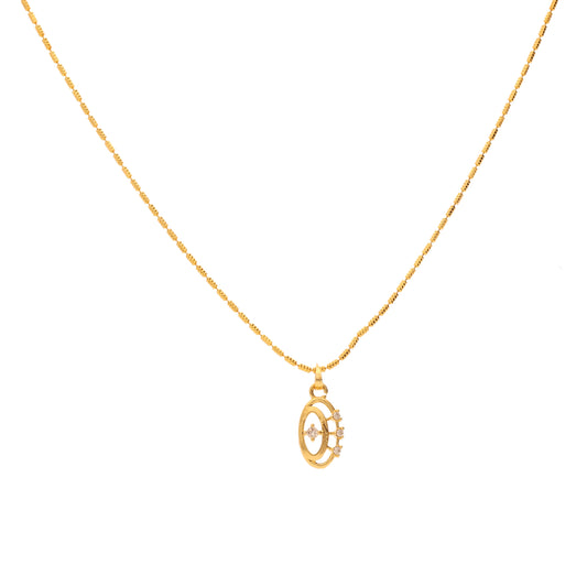 Anzu Concentric Oval Necklace | Dainty Demifine Floral Pendant