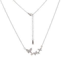Anzu Triple Butterfly Necklace | Silver Demifine Zirconia Pendant