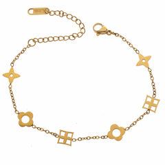 Anzu Floral & Geometric Charm Bracelet | Gold Stainless Steel Jewellery