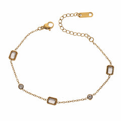 Anzu Demifine Station Bracelet | Gold Stainless Steel Zirconia