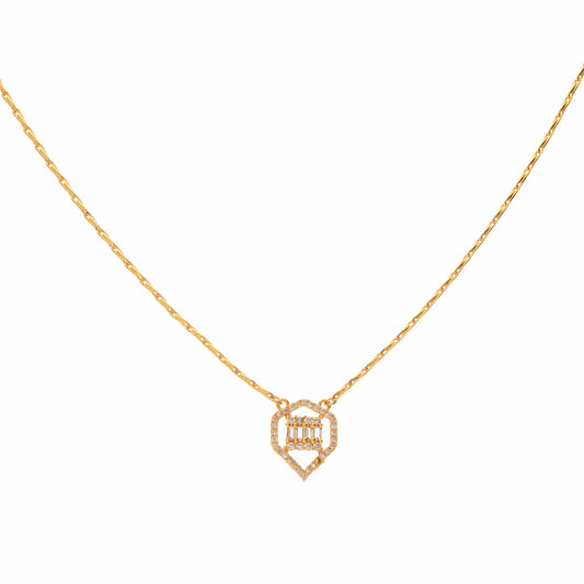 Anzu Demifine Geometric Heart Necklace | Baguette Stone Pendant