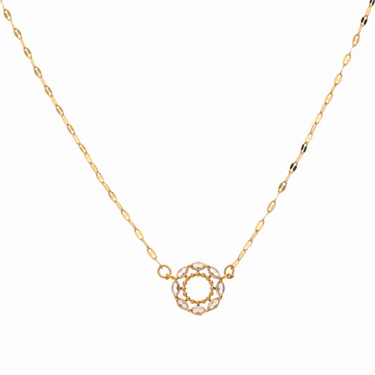 Anzu Demifine Circle Necklace | Geometric Zirconia Pendant