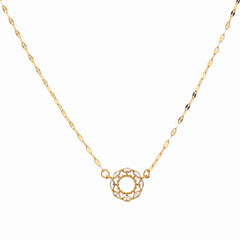 Anzu Demifine Circle Necklace | Geometric Zirconia Pendant