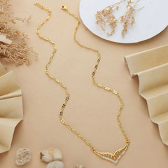 Anzu Winged V-Shape Necklace | Demifine Zirconia Pendant