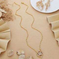 Anzu Demifine Geometric Heart Necklace | Baguette Stone Pendant