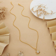 Anzu Demifine Lotus Flower Necklace | Dainty Zirconia Star Pendant