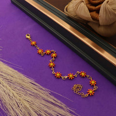 Anzu Orange & Yellow Flower Bracelet | Demifine Enamel Charm Jewellery