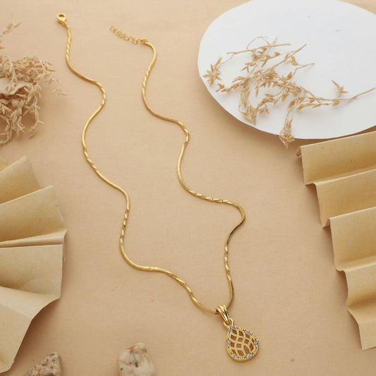 Anzu Demi-Fine Gold Teardrop Pendant Necklace | Elegant Minimalist Jewelry for Women