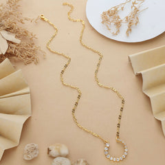 Anzu Pave Horseshoe Necklace | Demifine C-Shape Zirconia Pendant