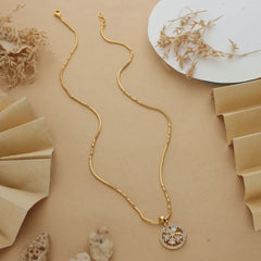 Anzu Floral Circle Necklace | Dainty Demifine Zirconia Pendant