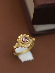 Anzu Demifine Gold Ring | Vintage Pink Gemstone Design