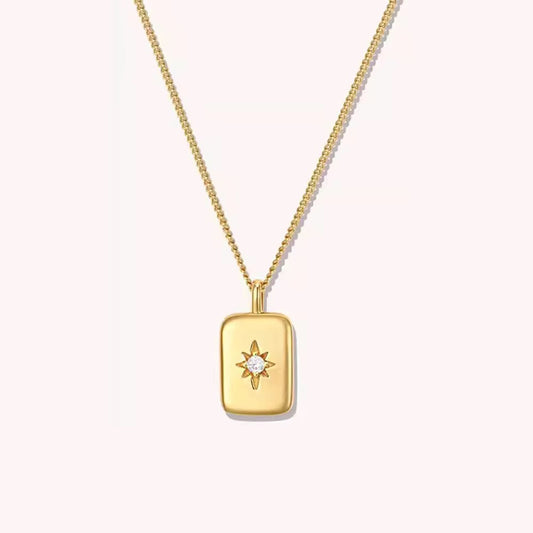 Stellar Radiance Pendant | Gold-Plated Zircon Diamond Necklace