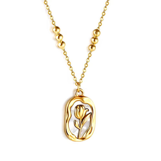 Golden Bloom Pendant | Elegant Rose Motif Necklace