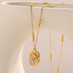 Golden Bloom Pendant | Elegant Rose Motif Necklace