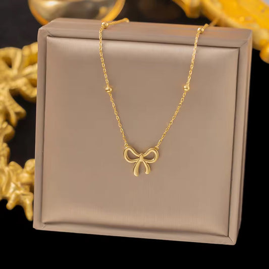Golden Grace Anklet | Delicate Bow Charm with Beaded Chain Accent