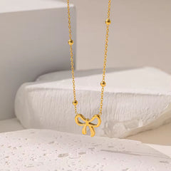 Golden Grace Anklet | Delicate Bow Charm with Beaded Chain Accent