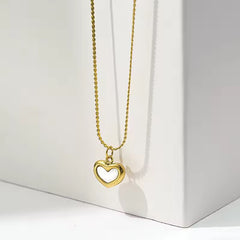 Hollow Heart Charm | Minimal Gold-Plated Pendant Necklace