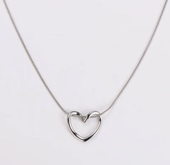 Eternal Embrace Necklace | Interlocked Open Heart Pendant in Gold & Silver Finish