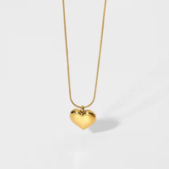 Golden Embrace | Polished Heart Pendant on Sleek Snake Chain