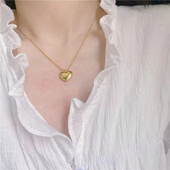 Golden Embrace | Polished Heart Pendant on Sleek Snake Chain