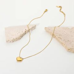 Golden Embrace | Polished Heart Pendant on Sleek Snake Chain