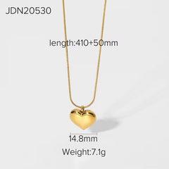 Golden Embrace | Polished Heart Pendant on Sleek Snake Chain