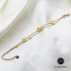 Radiant Sparkle Bracelet | Dual Gold Chain with Bezel-Set Stones & Bead Accents