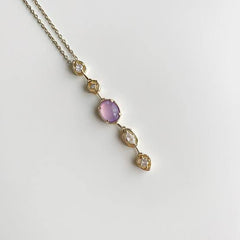 Celestia Lilac Pendant | Gold Necklace with Lavender Stone & Diamonds