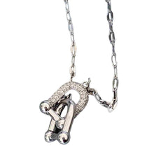 Urban Bolt | Pavé U-Lock Pendant Necklace in Polished Silver Finish