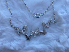 Flutter Frost | Silver Butterfly Necklace with Crystal Accents