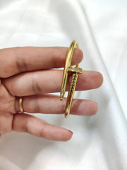 Gilded Grace | Sculpted Nail Bracelet in Diamond-Kissed Gold