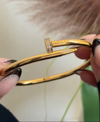 Gilded Grace | Sculpted Nail Bracelet in Diamond-Kissed Gold