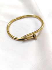 Gilded Grace | Sculpted Nail Bracelet in Diamond-Kissed Gold