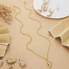 Anzu Concentric Oval Necklace | Dainty Demifine Floral Pendant