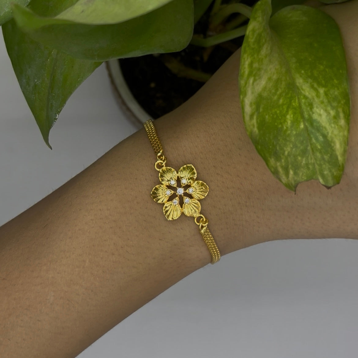 Ornate Clover Charm Necklace with CZ Cluster | 1g Gold Plated